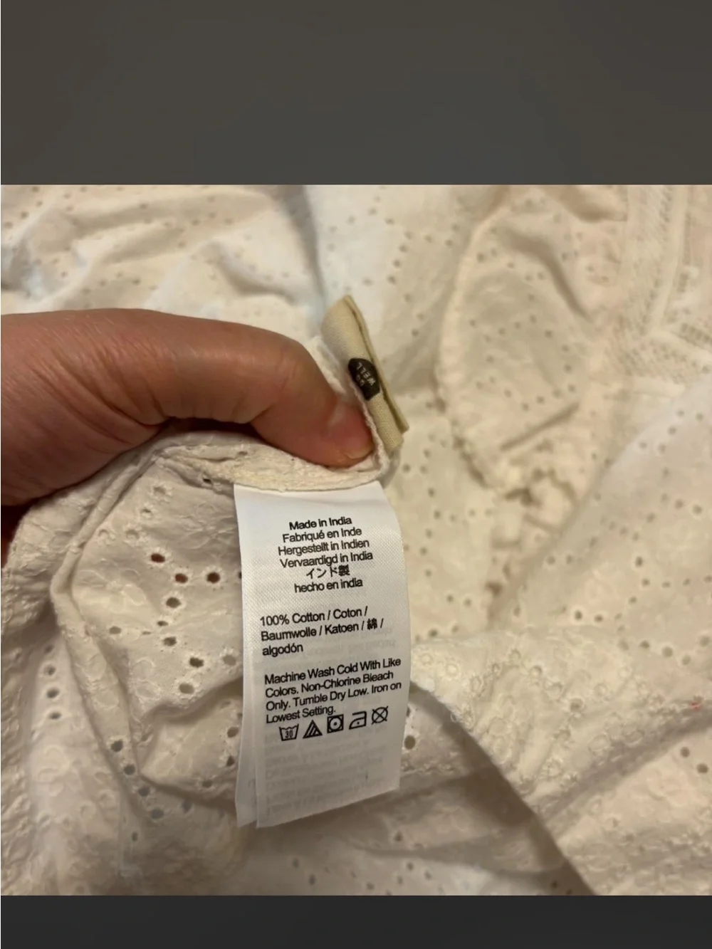Madewell White Eyelet Square-Neck Ruffle-Sleeve Blouse Top size L